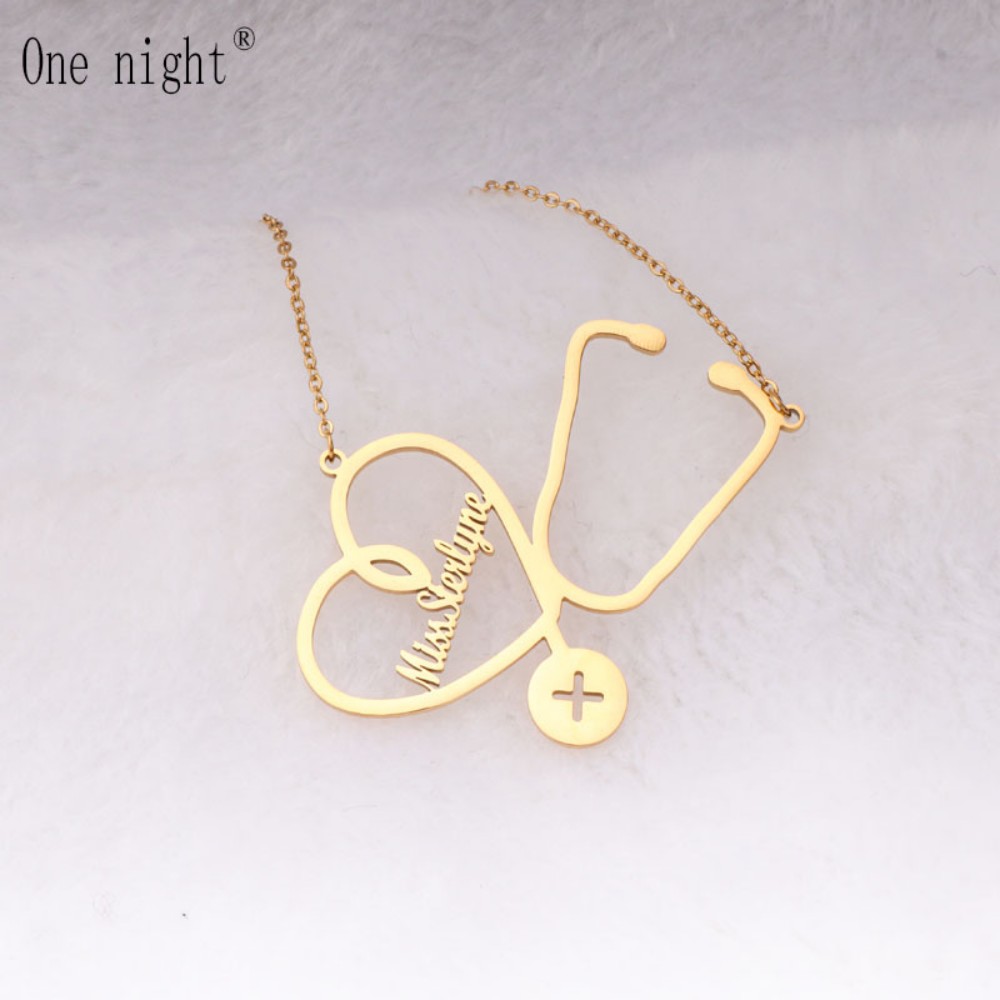 Stethoscope - Collana con nome personalizzato, catena a